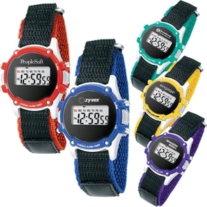 Stopwatch With Canvas Strap Has Precision Timing, Day-of-the Week Display And Alarm