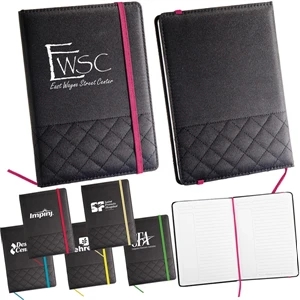 Mia Collection Open Your Heart - Journal With 100 Lined Pages Made From Black Microfiber With Quilt Stitch Pattern