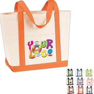 Two Tone Boat Bag, Poly 600d, Approximate Size: 20" (top) X 13.5" X 6.5"