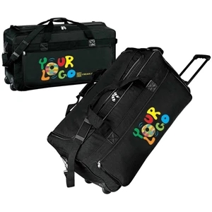 22" Wheeled Duffel Bag. Poly 600d. Approximate Size: 22" X 11.5" X 9.75"