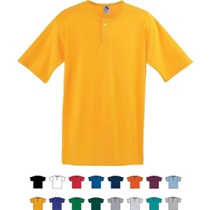 White S-l - Youth Two-button Baseball Jersey With Set-in Sleeves. Sold Blank