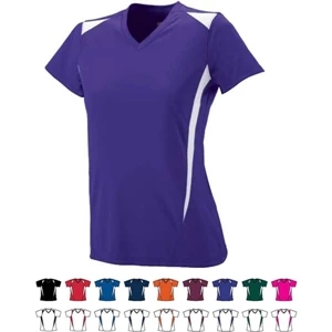 Premier - 2 X L - Ladies Polyester Performance V-neck Jersey. Sold Blank
