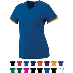 Motion - S- X L - Ladies Polyester Wicking Smooth Knit, Odor Resistant, V-neck Jersey. Sold Blank