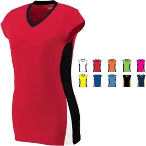 Hit - S- X L - Ladies Performance Jersey With Contrasting Self-fabric V-neck Collar. Sold Blank