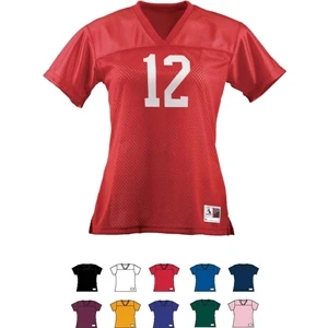 Replica - 2 X L - Ladies 100% Polyester V-neck Collar Football Tee. Sold Blank