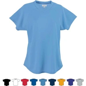 X S- X L - Ladies Polyester Performance Knit V-neck Jersey. Sold Blank