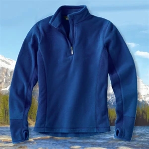 2 X L - Ladies' Drop-needle Microfleece Half-zip Pullover With Thumbhole Sleeves