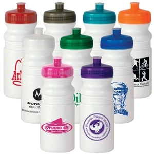 Megamouth - 20 Oz. White Water Bottle With Translucent Colored Lid - Mega Special