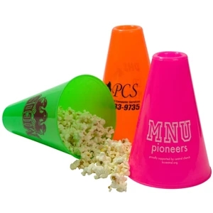 Neon Color Souvenir Megaphone With Built-in Mouthpiece, Doubles As A Popcorn Holder