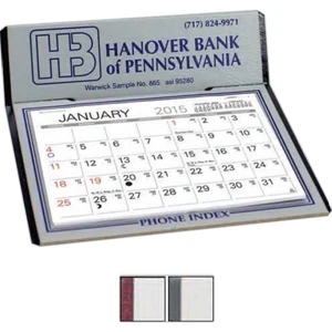 The Graystone - Gray Monthly Calendar With Memo Style Pad And Standard Phone Index Underpad