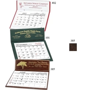 Marquis - Monthly Desk Calendar With An Elegant Brown Leatherette Design And Border