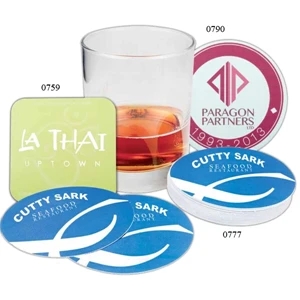 60 Point Round Coated Board Coaster - Spot Color Coated Board And Pulp Board Coaster