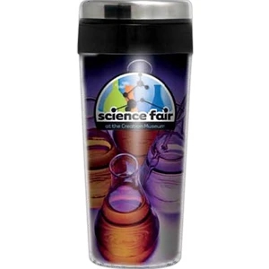 Elite - Slide 'n Sipp Stainless Steel Rim Lid - Insulated Tumbler With Full Color Imprint. 16 Oz