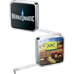 Chrome Metal Case 72" Tape Measure With Two-sided Full Color Process Domed Imprint