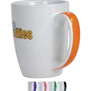 Ribbon - Ceramic 11 Ounce White Mug With A Ribbon Of Color On The Handle