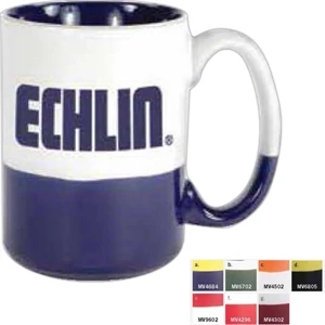 White-cobalt - 13 1/2 Oz Ceramic Mug With Bottom And Interior Accent Color