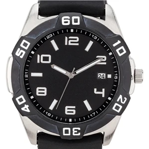 Sport Style Watch With Brushed Metal Case, Date Display And Silicone Straps