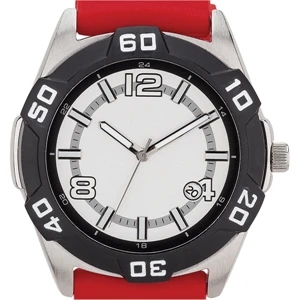 Sport Style Watch With Brushed Metal Case, Date Display And Silicone Straps