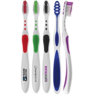 Rubber Grip Toothbrush Comes With Clear Plastic Protective Cover Over The Bristles