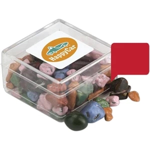 B Fills Option - Clear Square Plastic Candy Jar Can Be Filled With Many Different Sweets Or Mints!