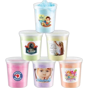 Cotton Candy Made Fresh To Order. Packed In A Clear Reusable Plastic Container