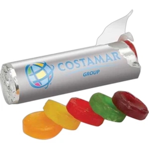Fruit Candy Roll Comes Wrapped In Waxed Paper And Foil For Tamper Resistance