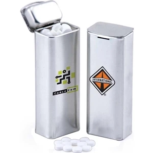 A Fills - Convenient Silver Tin With Hinged Lid Makes It Easy To Carry And Dispense Candy