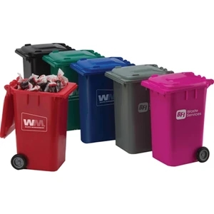 B Fills - Garbage Can Candy Container With Rotating Wheels. Many Fills Available