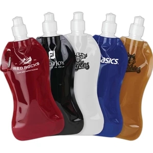 12 Oz. Bpa Free Folding Collapsible Water Bottle Comes With Attached Carabiner