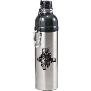 Stainless Water Bottle With Screw On Drink-thru Cap And Attached Carabiner, 25 Oz