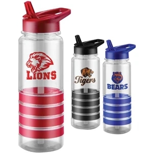 24 Oz Bpa Free Water Bottle With Accent Grips, Pull Up Spout And A Straw