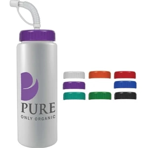 Personal Refillables (tm) - 32oz Reusable And Recyclable Sports Bottle With Straw Cap Lid