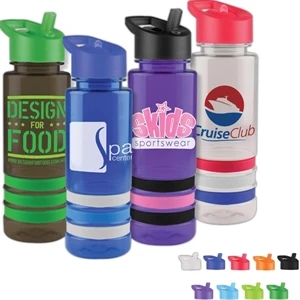 Personal Refillables (tm) - 24 Oz Tritan Stripe Bottle With A Flip Straw Lid