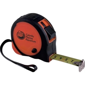 16'/5m Tape Measure With Black Rubber Grip, Metal Belt Clip And 3 1/2" Strap