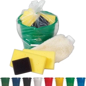 Wash N Buff - Car Wash Kit With 7 Quart Bucket, Two Sponges, Scrubber Sponge, And Mitt