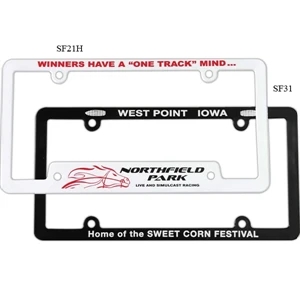 White Full View License Plate Frame With 4-holes Is Designed To Fit Most Cars