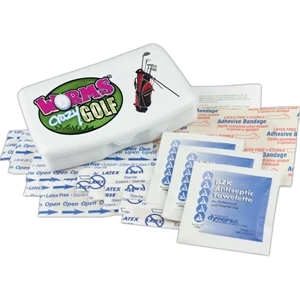 First Aid Kit In Hinge Box, With Bandages, First Aid Card And Antiseptic Towelettes