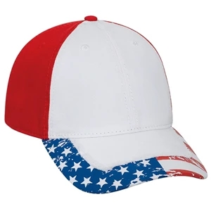 United States Flag Distressed Visor Superior Garment Washed Cotton Twill. Blank