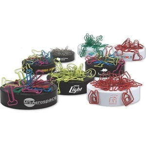 Clipsters - 50 Regular Silver Paper Clips - Clips With Magnetic Black Base
