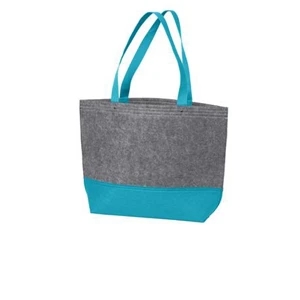 Port Authority Medium Felt Tote. Sturdy Colorblock Tote With Riveted Web Handles