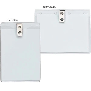 Clear Horizontal Badge Holder With Blank Inserts And Swivel Clip Fastener