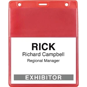 Red - Event Badge Holder With 2 Pockets, 1 For A Badge And 1 For Event Information. Blank