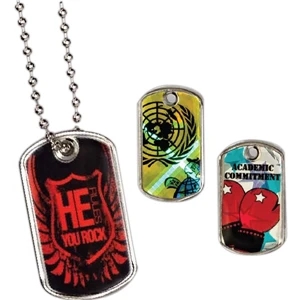 7/8" X 1 1/2" - Stainless Steel Dog Tags With Full Color Imprint And A 24" Metal Chain