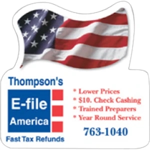 30 Mil Thickness - Flag Top Shape Magnet Constructed Of Gloss White Magnetic Material, 3" X 3"
