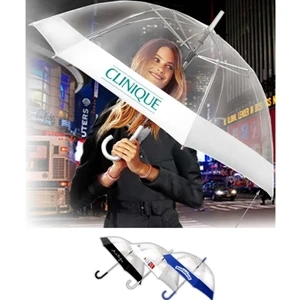 Bubble Fashion (tm) - Clear Bell Shaped Canopy Umbrella With Fabric Border And Extra Large 54" Arc