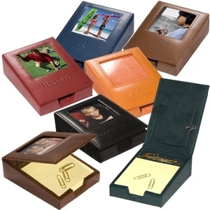 Soho Leeman New York Collection - Memo Pad Holder With Paper Clips, Note Pad And Picture Frame
