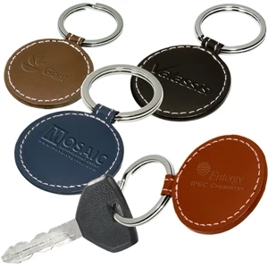 Limelight Leeman New York Collection - Leather Key Fob With Bright Metal Flat-edge Split Ring. Closeout