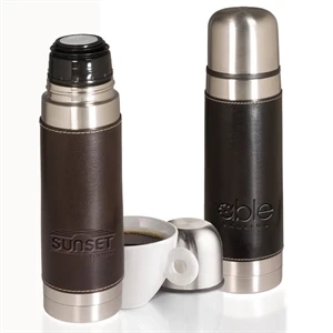 Empire Leeman New York Collection - Leather Wrapped Thermos, Holds .5 Liter/16.9 Ounces