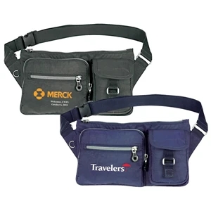 Tourister - 420 Denier Crinkled Nylon Waist Pack With Double Front Pocket Design