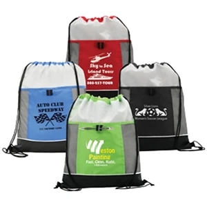 Pepper - Large Front Velcro-secured Mesh Pocket Adds Versatility To The Cinch Bag